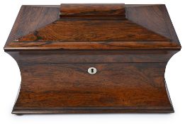 A William IV rosewood sarcophagus form tea caddy