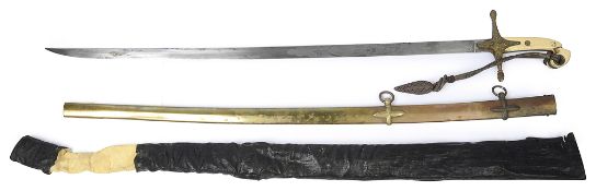 A Victorian British Army Officer's ivory mounted Mameluke-hilted levee sword and scabbard, mid 19th