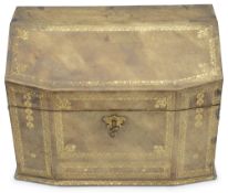 An Italian gilt tooled leather stationary box