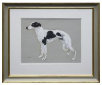 Vic Granger (British, b. 1931) 'A Black and White Greyhound'