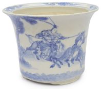 A Japanese Meiji period blue and white porcelain planter