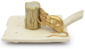 A Royal Worcester gilt and blush ground chamberstick, c.1898