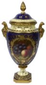 A large Coalport twin handled vase and cover by Fred Howard c.1910