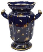 A fine late Georgian Mason's Ironstone mazarine blue and gilt twin handled vase
