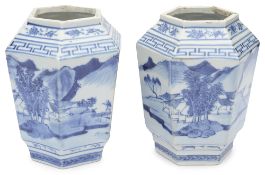 A pair of late 19th century Chinese blue and white porcelain jars