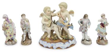 A pair of late 19th century Volkstedt polychrome porcelain figures