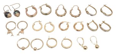 Four pairs of diamond set earrings, with seven others,