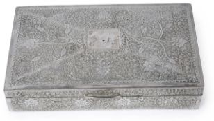 An Anglo-Indian silver rosette pattern table cigarette box