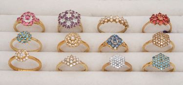 A collection of 9ct fancy diamond cluster rings