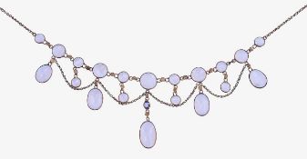 An Edwardian moonstone fringe necklace