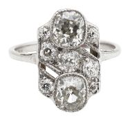 A Edwardian diamond set panel ring