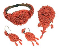 19th century coral demiparure
