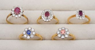 A set of 18ct diamond cluster rings,