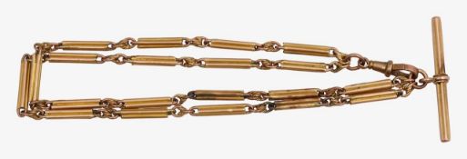 An Edwardian gold fancy link Albert chain