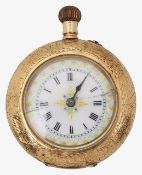 A 14ct gold open faced keyless pocket watch