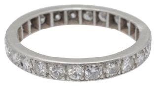 A platinum full diamond eternity ring