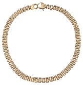 A 9ct gold brick link neck chain