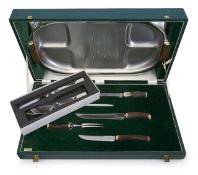 An antler handled carving set +Vera Wang Wedgwood plated serving set