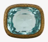 A mid 19th century aquamarine brooch