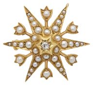 A star burst diamond seed peal pendant/brooch