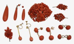 A small collection of mostly 19th century coral jewellery