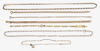 A collection of 9ct chains