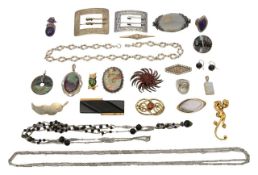 A collection of silver and costume jewellery