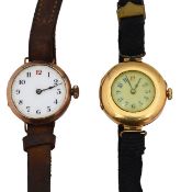A 18ct wristwatch head, and a 9ct wristwatch head