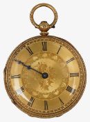 An 18ct open faced key wind pocket watch