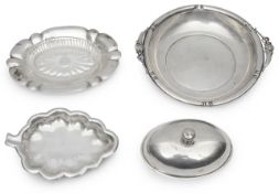 An American silver Arts and Crafts twin handled dish, other silver