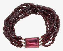 A natural garnet crystal, multi strand bracelet