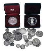 A collection of silver coins