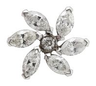 A single diamond-set flowerhead cluster earring
