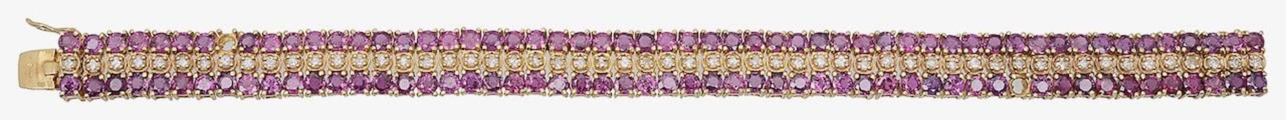 A ruby and diamond line bracelet