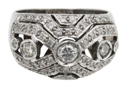 A diamond set Bombe ring