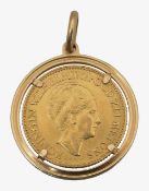 A 10 Guilders 1932 coin in pendant mount