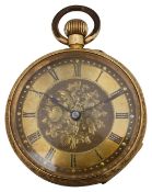 A Victorian 18K gold keyless open faced pocket watch
