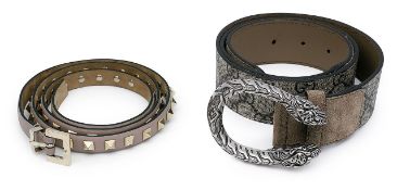 Gucci belt and Valentino belt