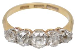 A diamond five stone graduating ring