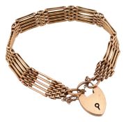 A 9ct gold five bar gate bracelet
