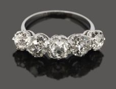 A diamond five stone ring