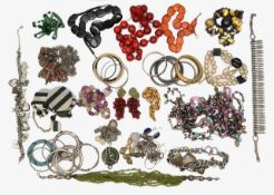 A collection of silver and costume jewellery