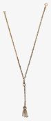 A Victorian box link chain necklace with tassel
