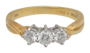 A 18ct diamond trilogy ring