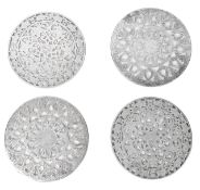 A pair of American silver overlaid glass trivets