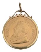 A full Krugerrand 1973 in 9ct gold pendant