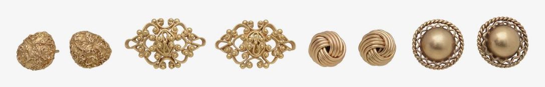 Four pairs of earrings (3 x 9ct) 18.3g