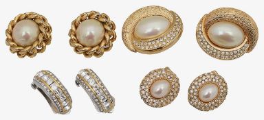 Four pairs of Vintage Christian Dior clip on earrings