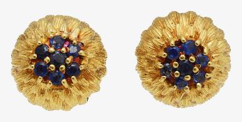 A pair of sapphire-set earrings