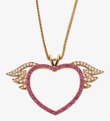 A Theo Fennell 18ct gold winged open heart pendant necklace